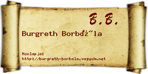 Burgreth Borbála névjegykártya